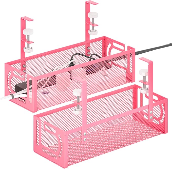 Under Desk Cable Management Tray, 15.7'' No Drill Steel Desk Cable Organizers by BESTFORYOU
