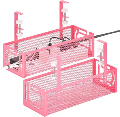Under Desk Cable Management Tray, 15.7'' No Drill Steel Desk Cable Organizers by BESTFORYOU