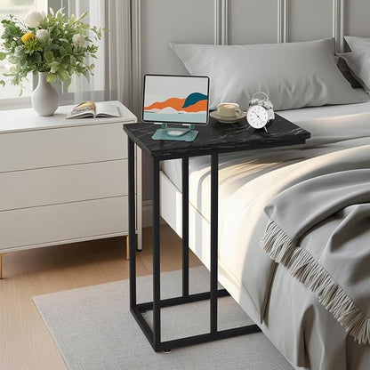 VECELO C Shaped End Side Table for Sofa Couch and Bed Snack TV Tray for Living - Image 7