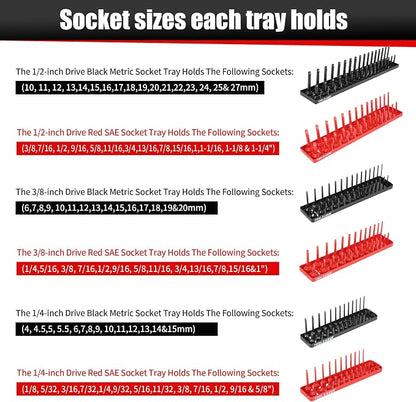TOOLEAGUE 7Pcs Socket Organizer Tray and Magnetic Wrench Holder Set, 3/8" - Image 3