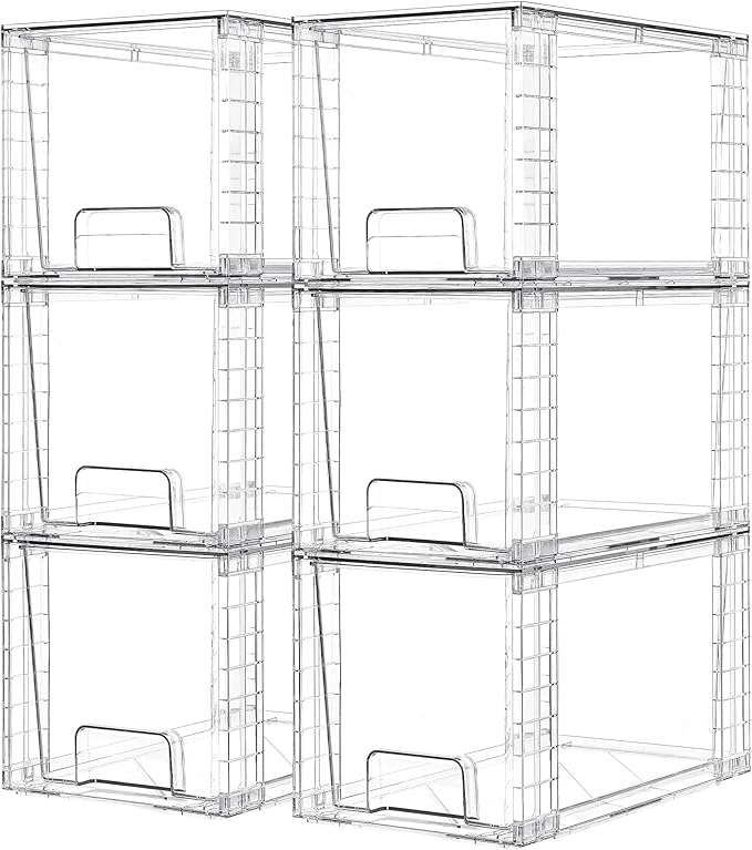 Vtopmart 6 Pack Large Stackable Storage Drawers, Easily Assemble Acrylic by Vtopmart