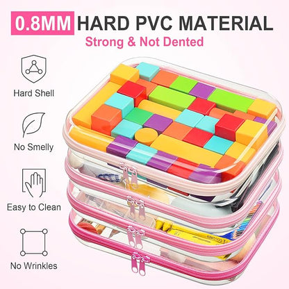 Hoolerry 4 Pcs Hard Clear Zipper Case Makeup Bags Plastic Pencil Pouch - Image 4