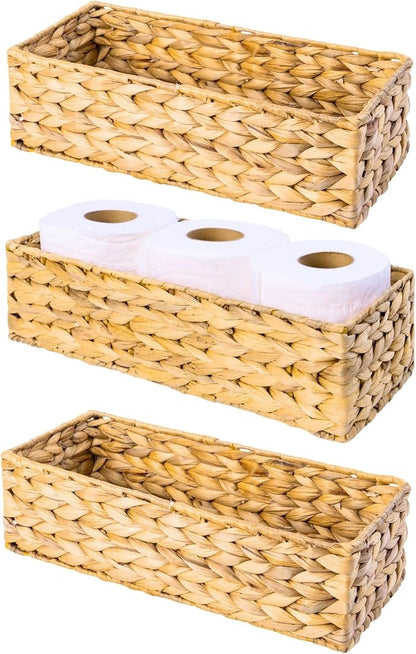 Set of 3 Wicker Toilet Paper Holders – Toilet Tank Basket, Back of Toilet Basket by M4DECOR