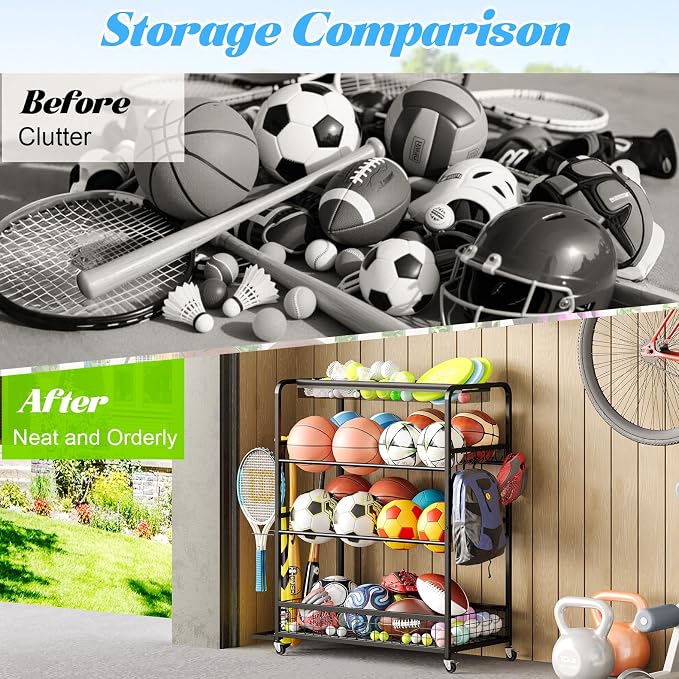 Garage Sports Equipment Organizer, Sports Ball Organizer - Image 5