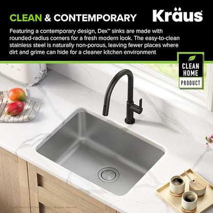 KRAUS Dex 25-inch Undermount 16 Gauge Stainless Steel Single Bowl Kitchen Sink - Image 3
