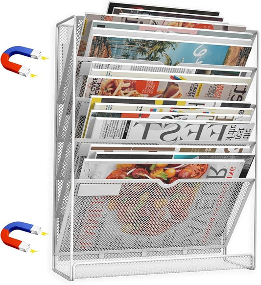 6 Tier Magnetic File Holder, No Drilling Installation File Cabinet Organizer by LQPAFZ