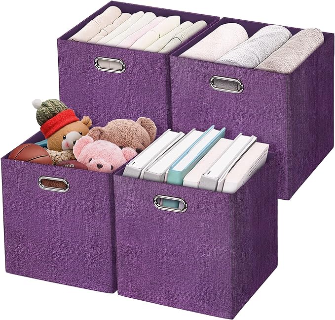 Storage Basket Bins, 13×13×13 Foldable Storage Cube Boxes Fabric Drawer by Posprica