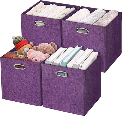 Storage Basket Bins, 13×13×13 Foldable Storage Cube Boxes Fabric Drawer by Posprica