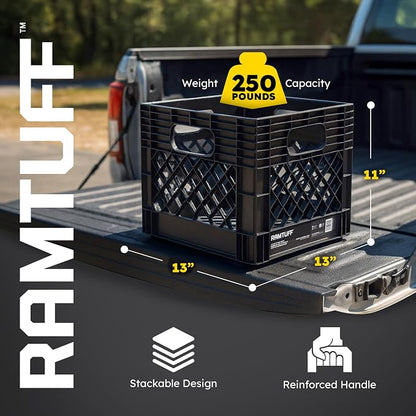 Ramtuff 4 Pack Storage Milk Crate, Durable Plastic Home Organizers, Stackable - Image 2