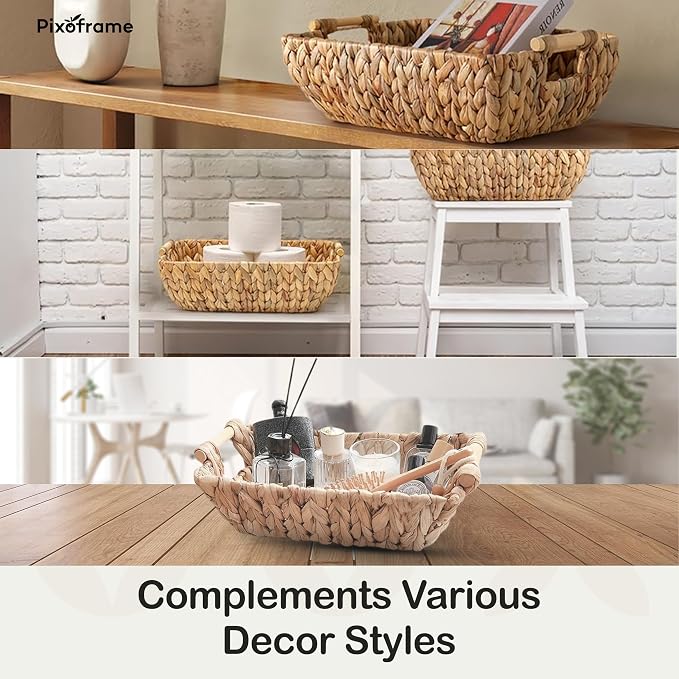 Medium Rectangular Handwoven Wicker Basket - Image 6