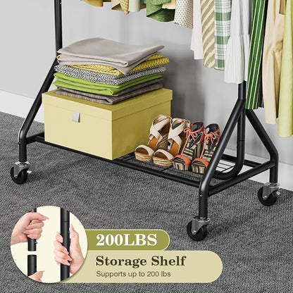 Clothes Rack Load 450 LBS, Heavy Duty Garment Rack, Standing Rolling Metal - Image 3