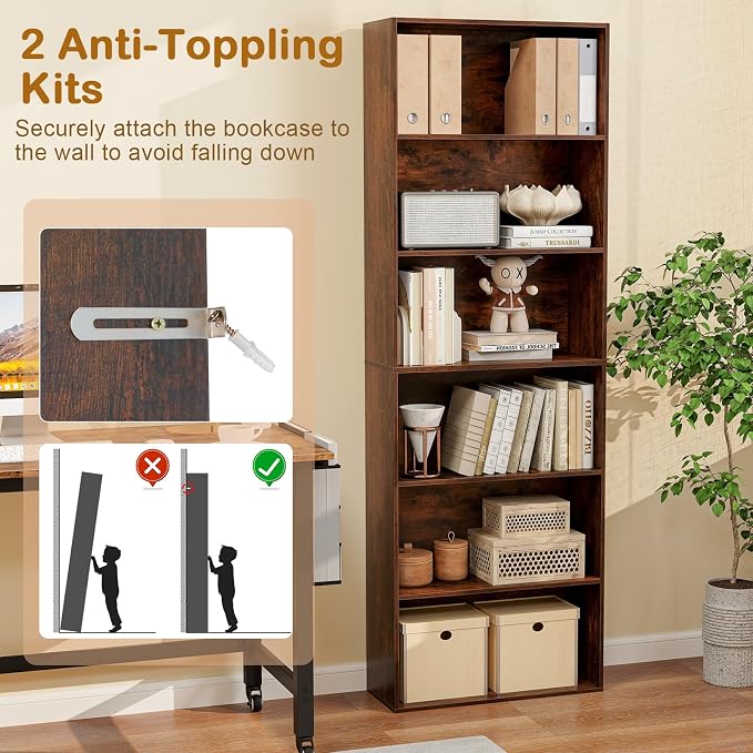 Tangkula 6-Tier Bookcase, 70” Tall Freestanding Bookshelf - Image 8