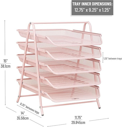 Mind Reader 5-Tier Paper Tray Organizer, Vertical Desktop File Storage Rack - Image 3