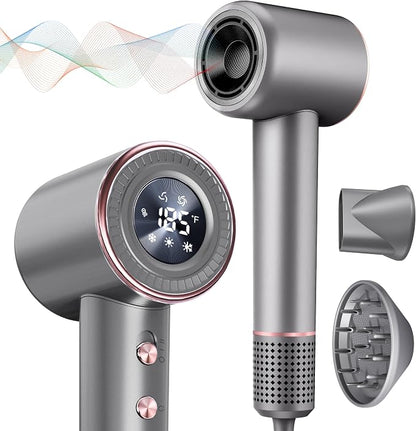 Rudd Hair Dryer with Diffuser, High Speed Hair Dryer with Display, 110000 RPM by MountWalker