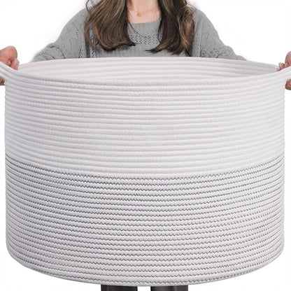INDRESSME XXXLarge Cotton Rope Basket 21.7" x 21.7" x 13.8" Woven Baby Laundry by INDRESSME