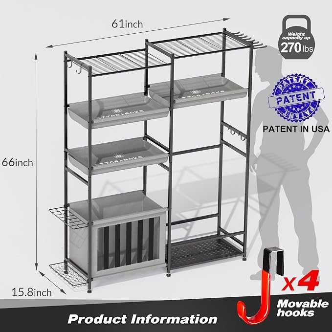 Garage Sports Equipment Organizer, Heavy Duty Ball Storage Rack - Image 2