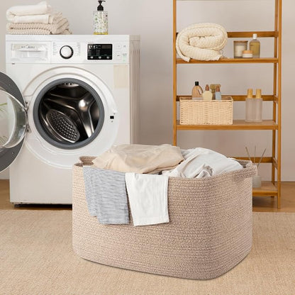 95L Large Storage Basket, Cotton Rope Woven Blanket Basket, Toy Storage - Image 7