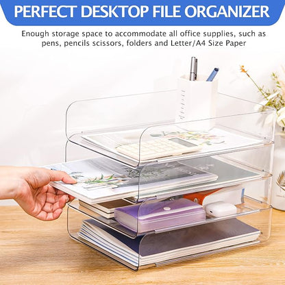 Set of 4 Office Organization and Storage, Stackable Document and File Paper - Image 3