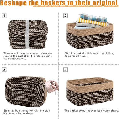 OIAHOMY 4 Pack Storage Baskets for Organizing, Small Bins for Shelves, Cute - Image 7