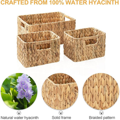 ELONG HOME Wicker Storage Basket, 3 Pack Hand-Knitted Wicker Baskets, Water - Image 5