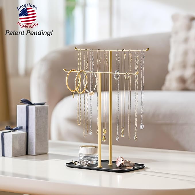 pickpiff Necklace Holder Jewelry Organizer Stand – 2‑Tier T‑Bar Jewelry Display - Image 5