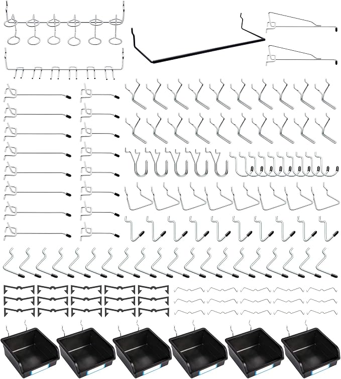 Pegboard Hooks, with Bins, Peg Locks, by FRIMOONY
