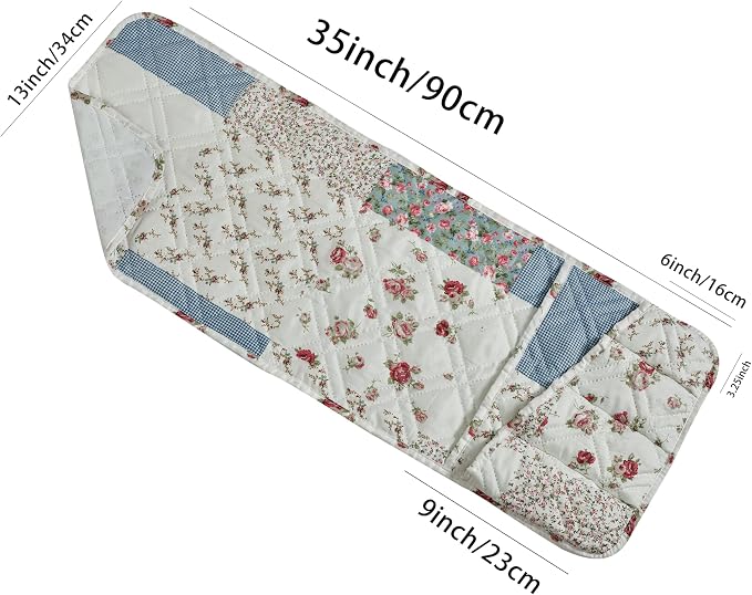 Brilliant Sunshine Pink Rose Patchwork Couch Armrest 5 Pockets Organizer - Image 4