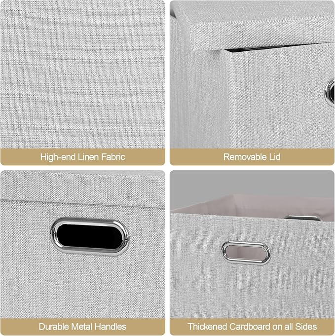 Posprica Storage Bins with Lids, 13×13×13 Foldable Storage Cube Baskets Boxes - Image 4