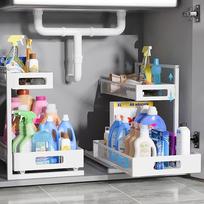Full Metal Under Sink Organizer, Pull Out Cabinet Organizers and Storage by TISTAYADirect