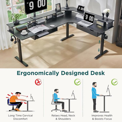 RedLemon 75X60 Inches L Shaped Electric Standing Desk, Height Adjustable Corner - Image 4