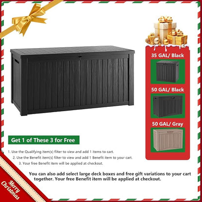 TARKARI 50 Gallon Lockable Resin Deck Box, Waterproof & UV-Resistant Outdoor - Image 2