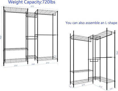 6 Tiers Heavy Duty Clothes Shelf, Metal Garment Rack, Adjustable Garment Rack - Image 5