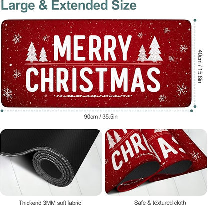 Merry Christmas Gaming Mouse Pad 35.4"x15.7"Desk Mat Anti-Slip Rubber Base & - Image 2