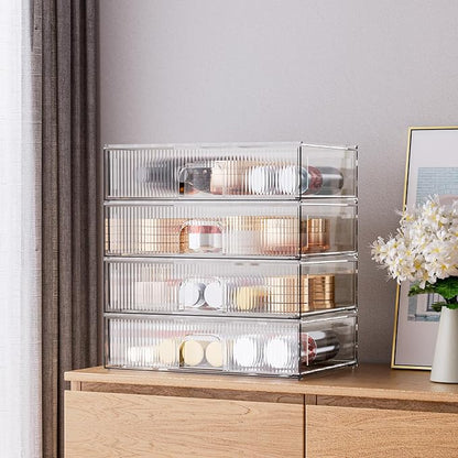 ZHIAI Stackable Storage Drawer, 4 Piece Acrylic Organiser - Image 5