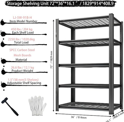Storage Shelving Unit Height Heavy Duty Garage Shelves Metal Utility Rack - Image 3