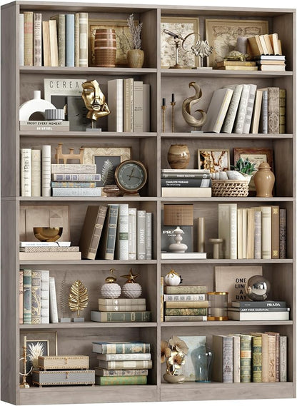 FACBOTALL Bookshelf and Bookcase, 6-Tier Double Wide Bookshelves, Freestanding by FACBOTALL