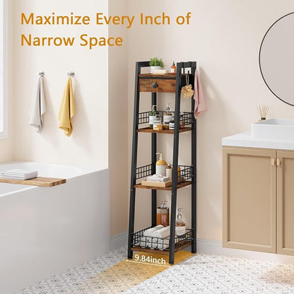 4-Tier Narrow Bathroom Table Ladder Shelf - Image 4