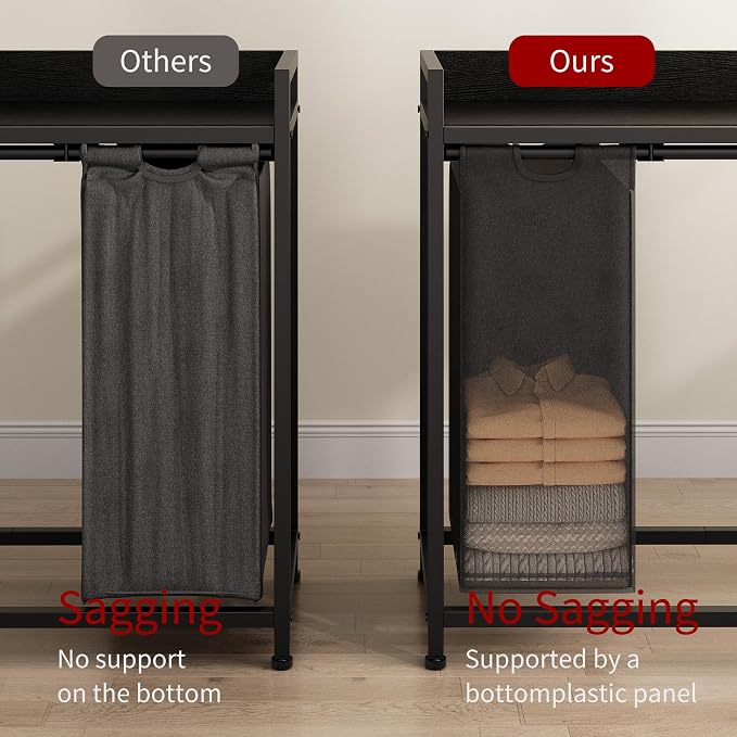 Laundry Hamper with Shelf, Laundry Basket 4 Section, Laundry Sorter with - Image 5