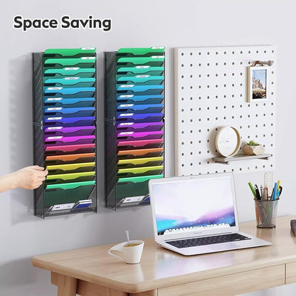 samstar 2 Pack 16 Tier Wall File Organizer Hanging Wall File Holder Wall Mount - Image 3