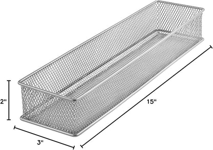 YBM HOME Silver Mesh Drawer Cabinet and or Shelf Organizer Bins, School Supply - Image 3
