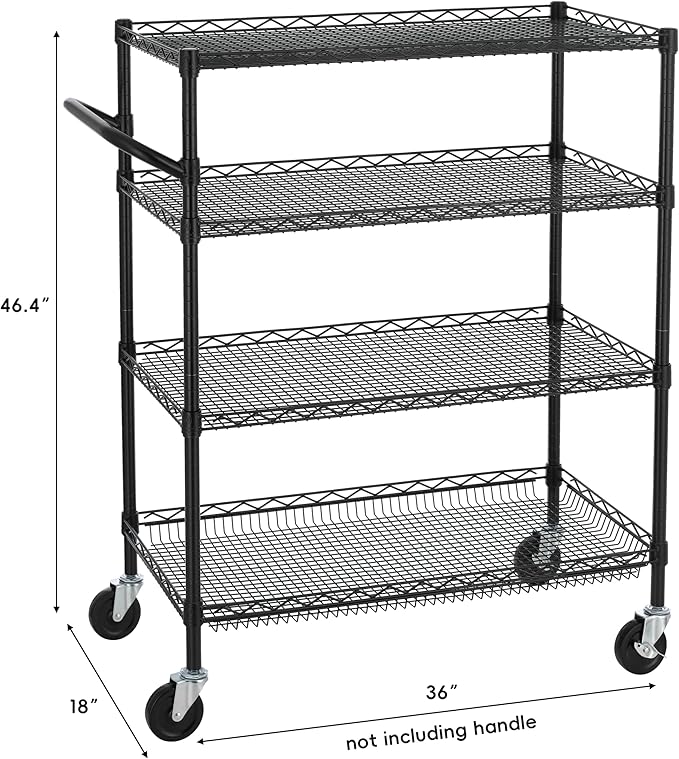 Finnhomy 4 Tier Heavy Duty Commercial Grade Rolling Cart - Image 3