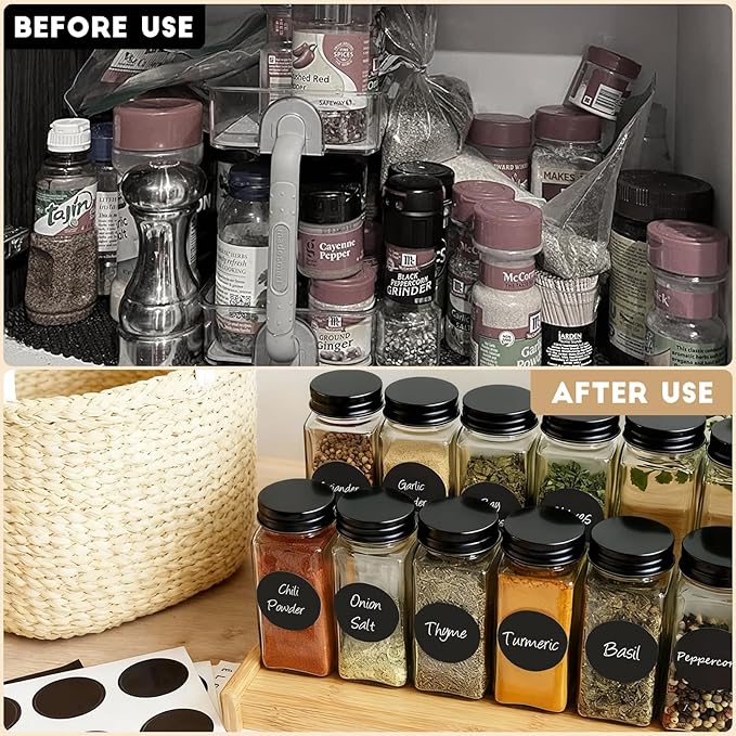 6Pcs Spice Jars with Label, 4oz Empty Square Seasoning Containers, Spice Jars - Image 4