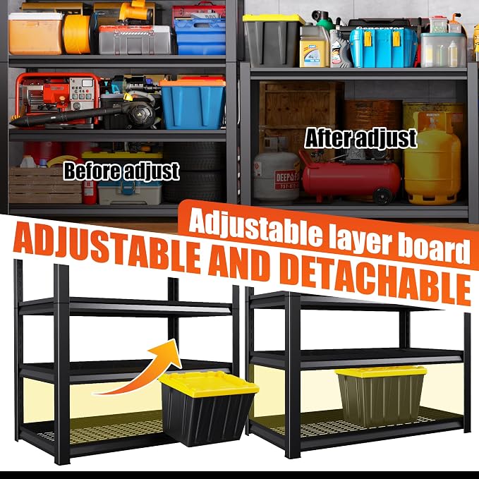 71" H Garage Shelving Heavy Duty Storage Shelves, 5-Tier Adjustable Metal - Image 4