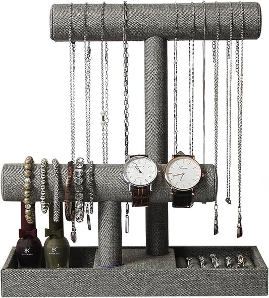 Coward 2 Tier Necklace Bracelet Holder Organizer by FocusOnJewelryDisplay15yrs