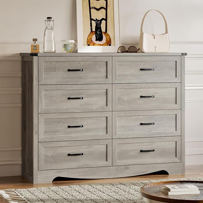 8-Drawer Dresser for Bedroom, Modern Wooden Chest of Drawers by BORNOON