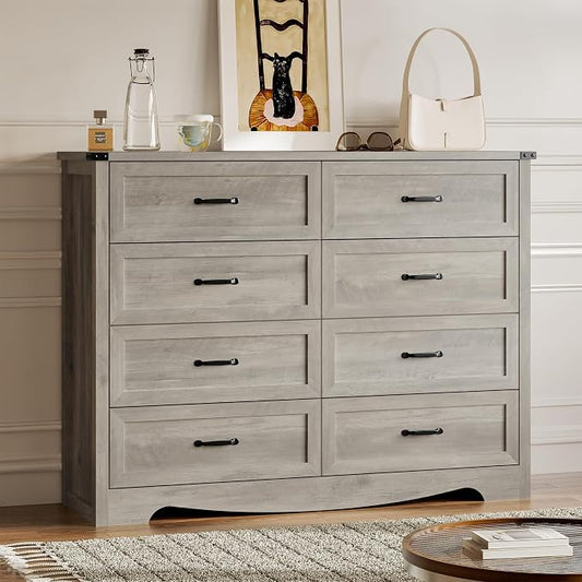 8-Drawer Dresser for Bedroom, Modern Wooden Chest of Drawers by BORNOON