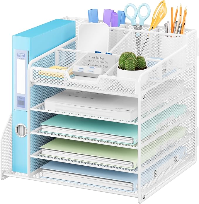 Lavatino Desk Organizer with File Holder-White by Lavatino