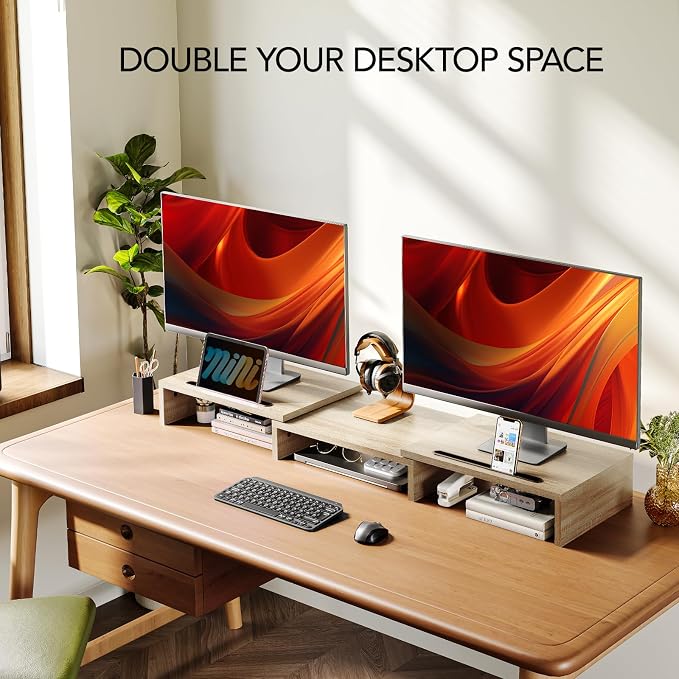 AMERIERGO Dual Monitor Stand Riser- 3 Shelf Screen Stand - Image 2
