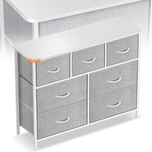 Curved Profile Dresser for Bedroom, Chest of Drawers, 7 Storage Drawers by Sonharlar
