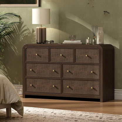 Oak&Sparrow 7 Drawer Dresser for Bedroom, Boho Chest of Drawers, Thickened by OakSparrow